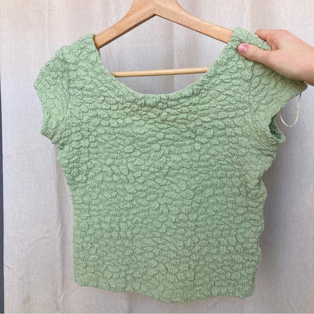 Green Textured Women's Top